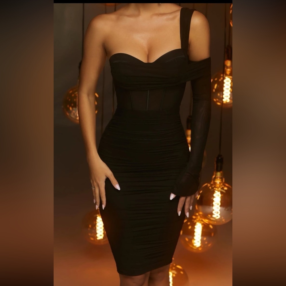 Corset Midi Dress in Black
